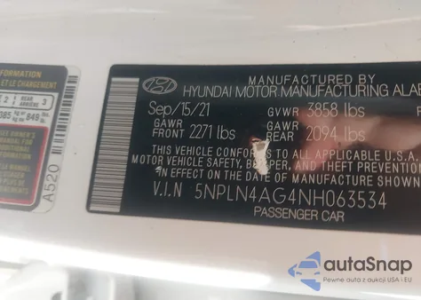 2022 Hyundai Elantra Sel from USA, damaged, VIN 5NPLN4AG4NH063534